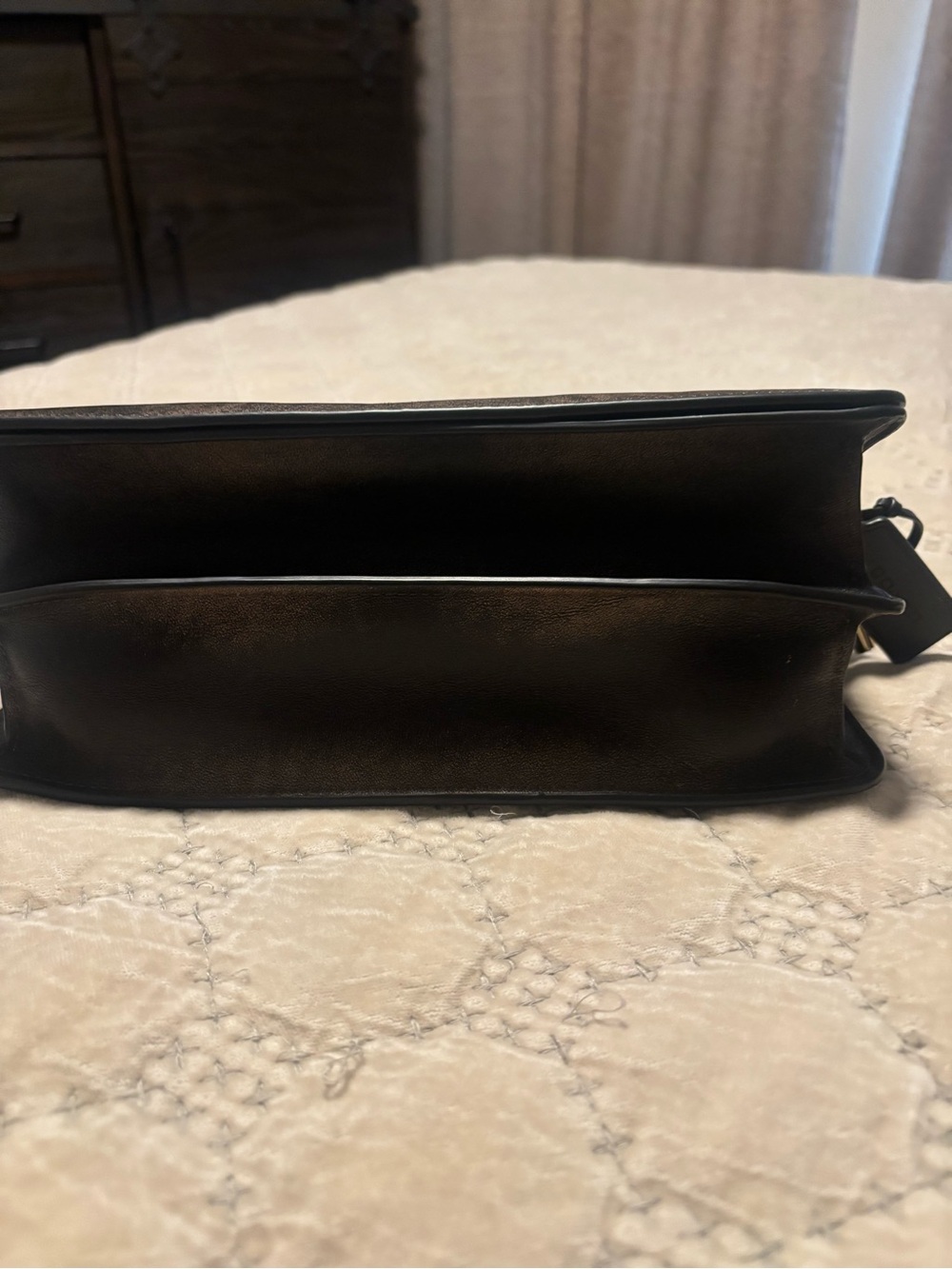 Coach Metallic Black Leather Shoulder Bag with Silver Chain - Picture 5 of 6